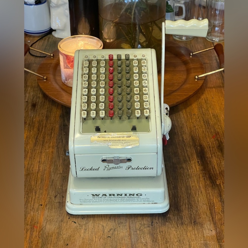Vintage Paymaster Series 700 Check Writing Machine Lock & Has Keys